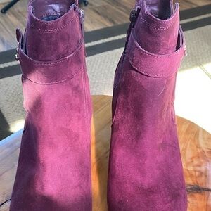 Maroon heeled anklet boots